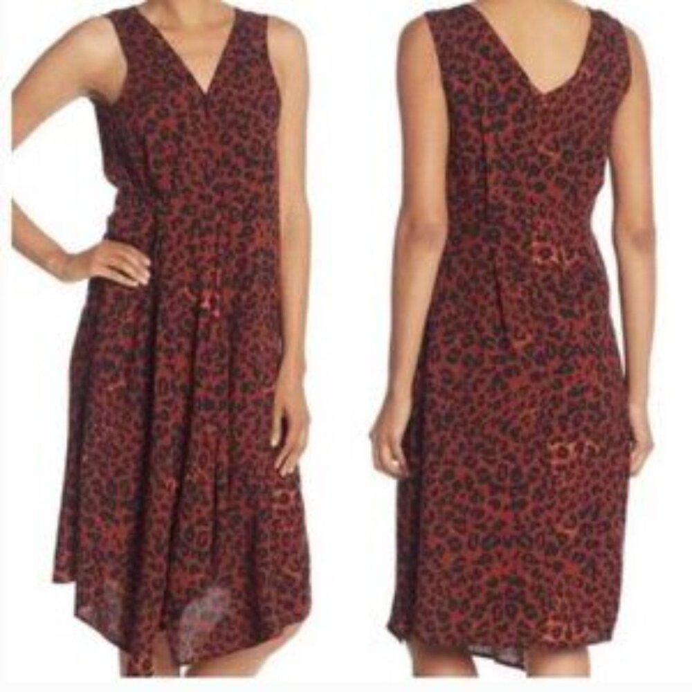 Beach Lunch Lounge NWT Anais Midi Dress Rumba Red Leopard Animal Print Size L